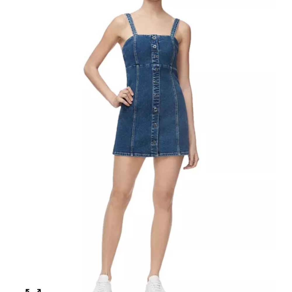 Good American “Snap to It” denim mini dress